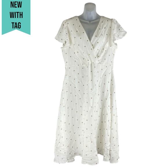 City Chic Polka Dot Sweet Doll Dress White Toffee Size S/ 16 - Picture 2 of 8